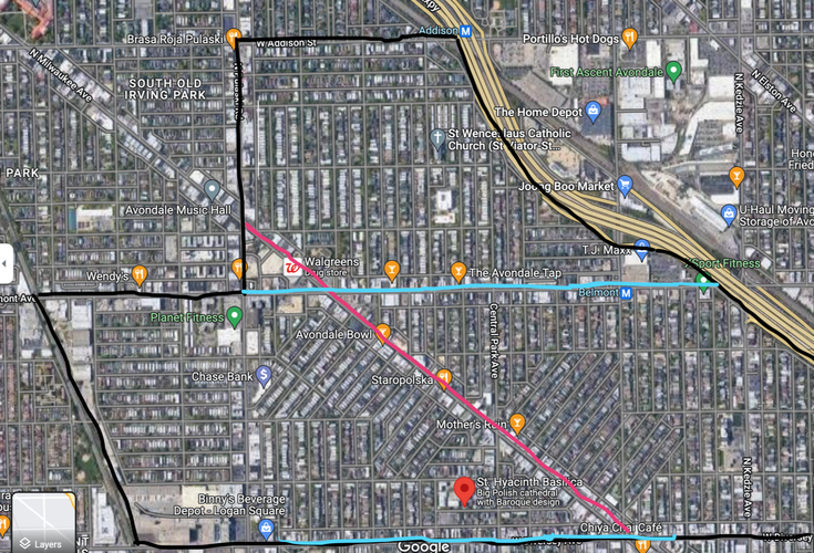Delineated map of the Avondale neighborhood
