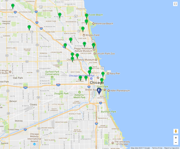 Map of Chicago's Dog Friendly Areas