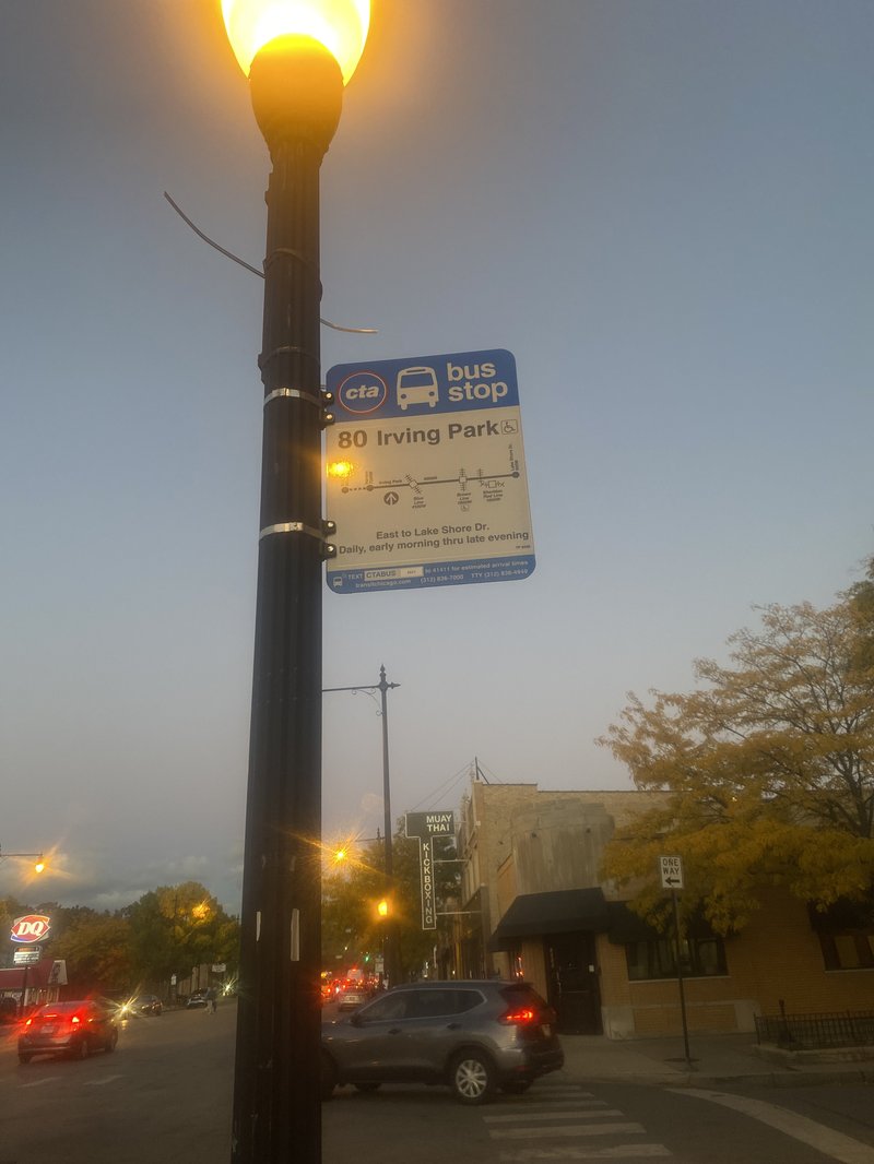 Irving Park Road Bus Stop Sign