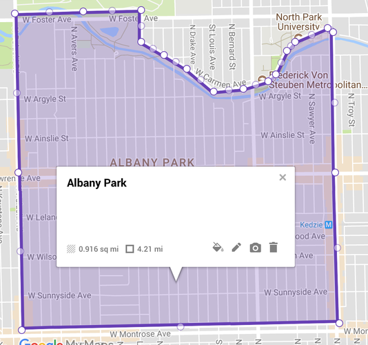 Albany Park Size